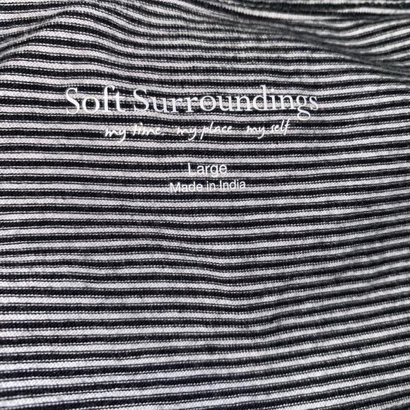 Soft Surroundings Claudia Black White Striped Sleeveless V-Neck Midi Dress L - Picture 6 of 8